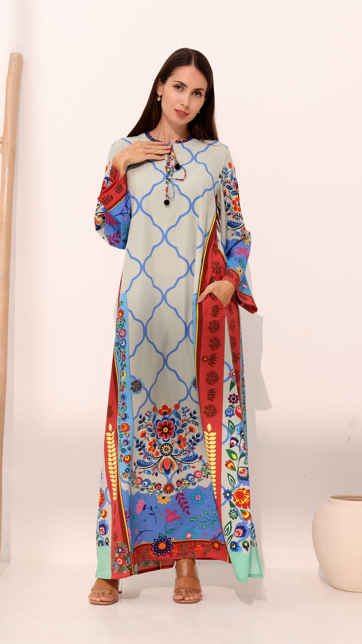 Vibrant Oasis Kaftan Dress