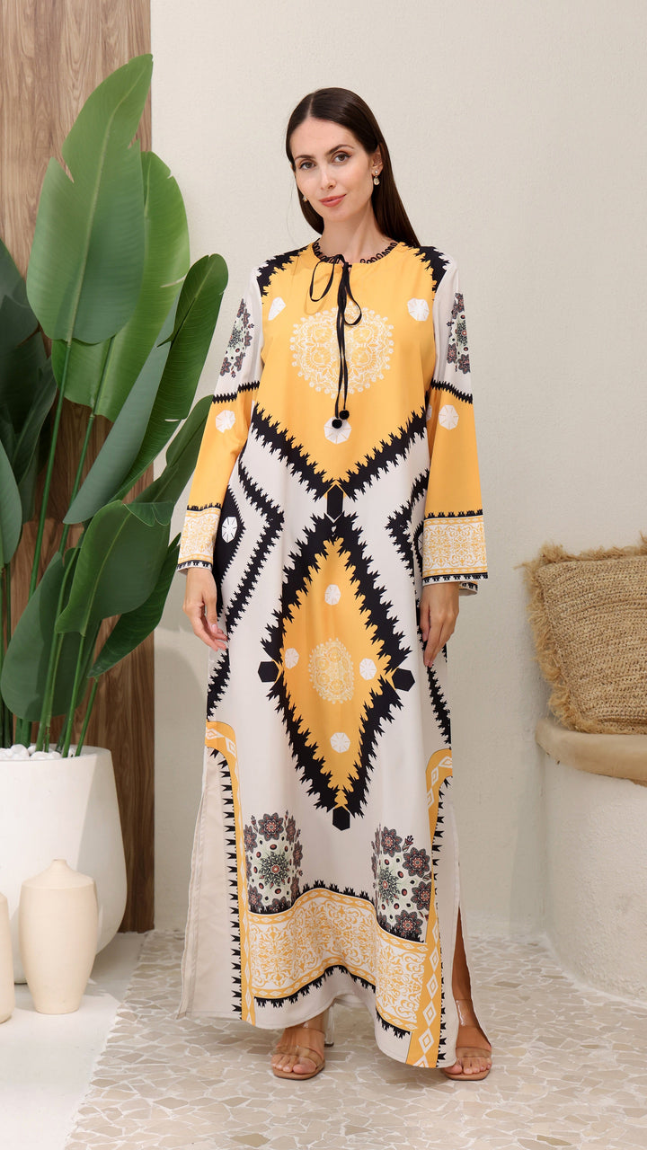 Layali Marigold Kaftan Dress
