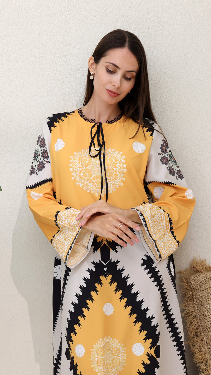 Layali Marigold Kaftan Dress