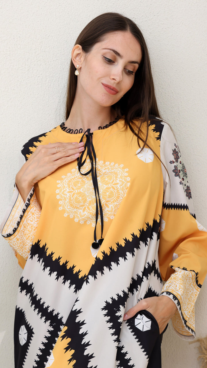 Layali Marigold Kaftan Dress