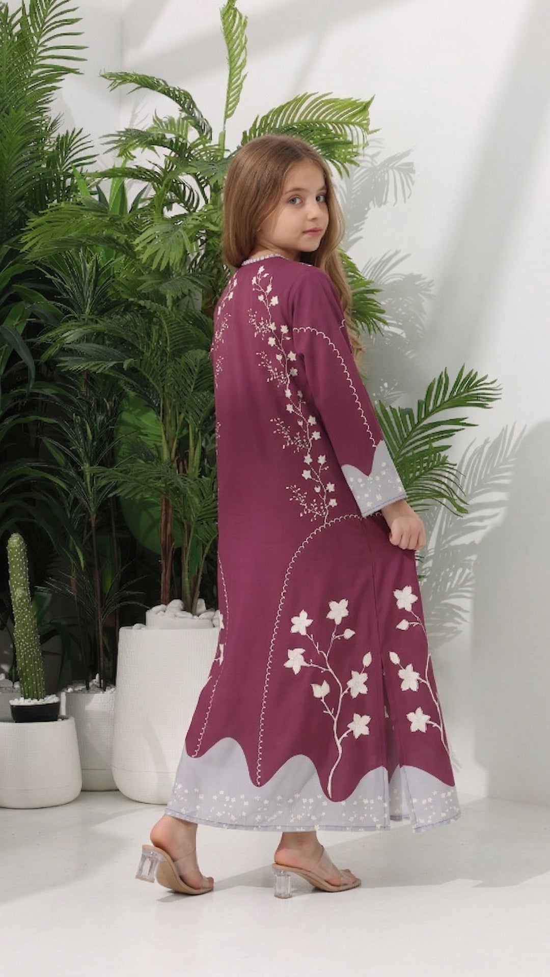 Orienra Claret Kids Kaftan Dress