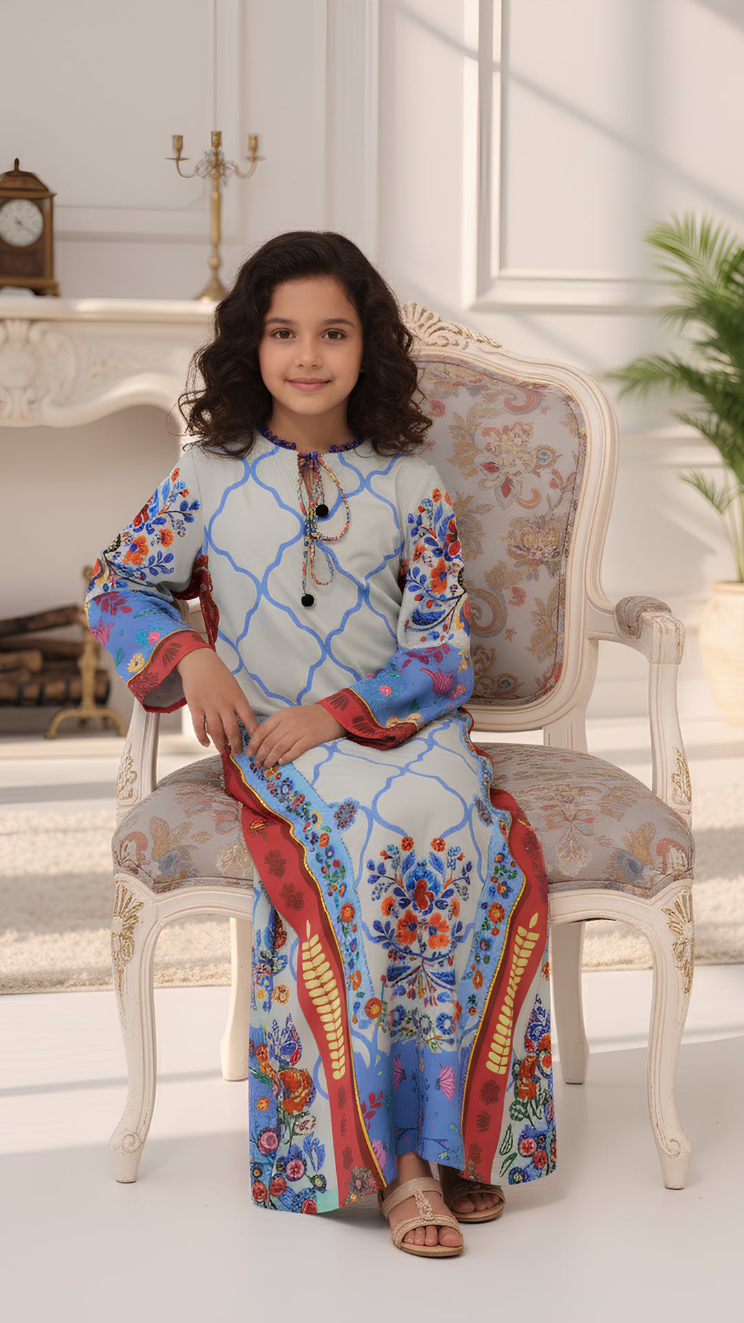 Vibrant Oasis Kids Kaftan Dress
