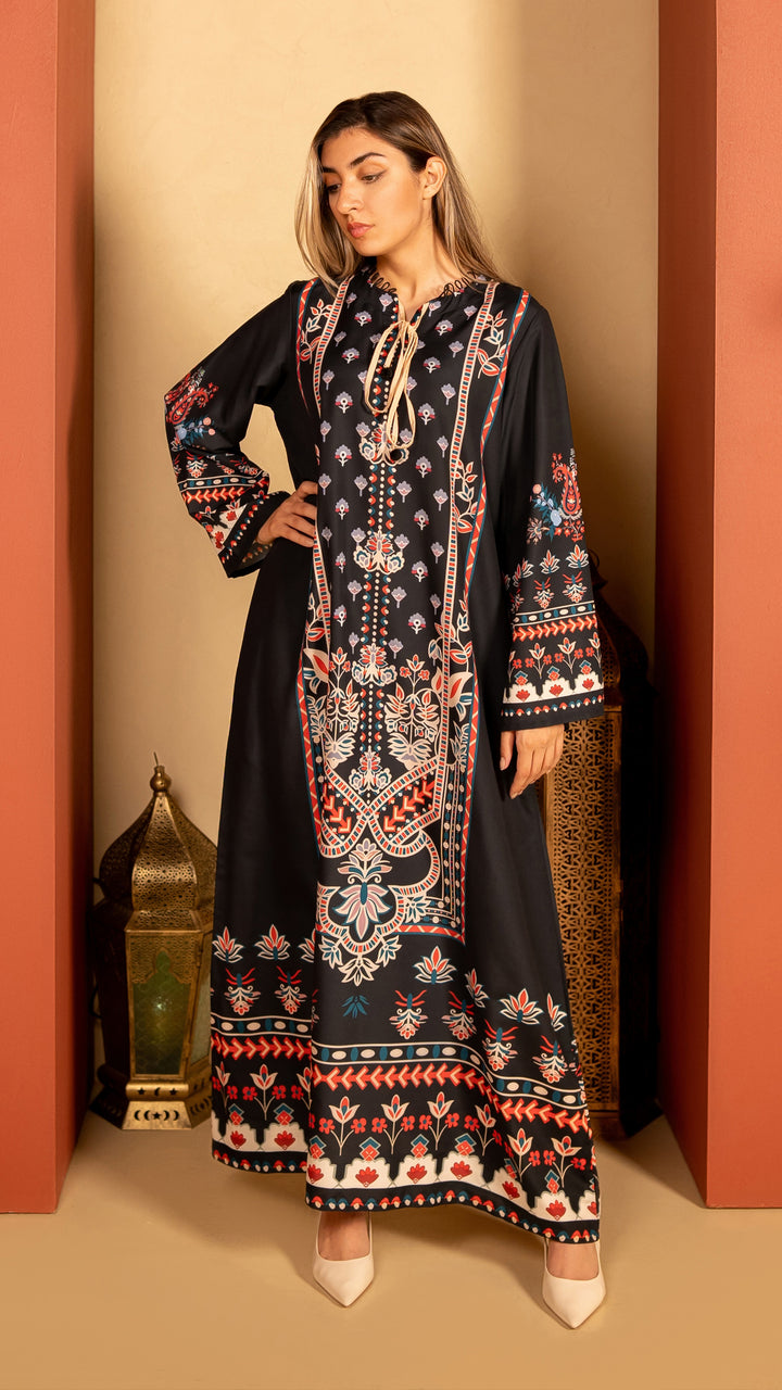 Onyx Ornament Kaftan Dress