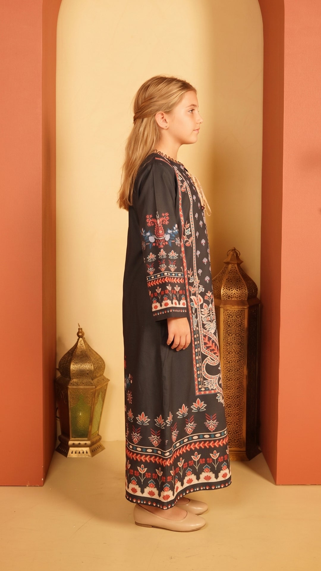 Onyx Ornament Kids Kaftan Dress