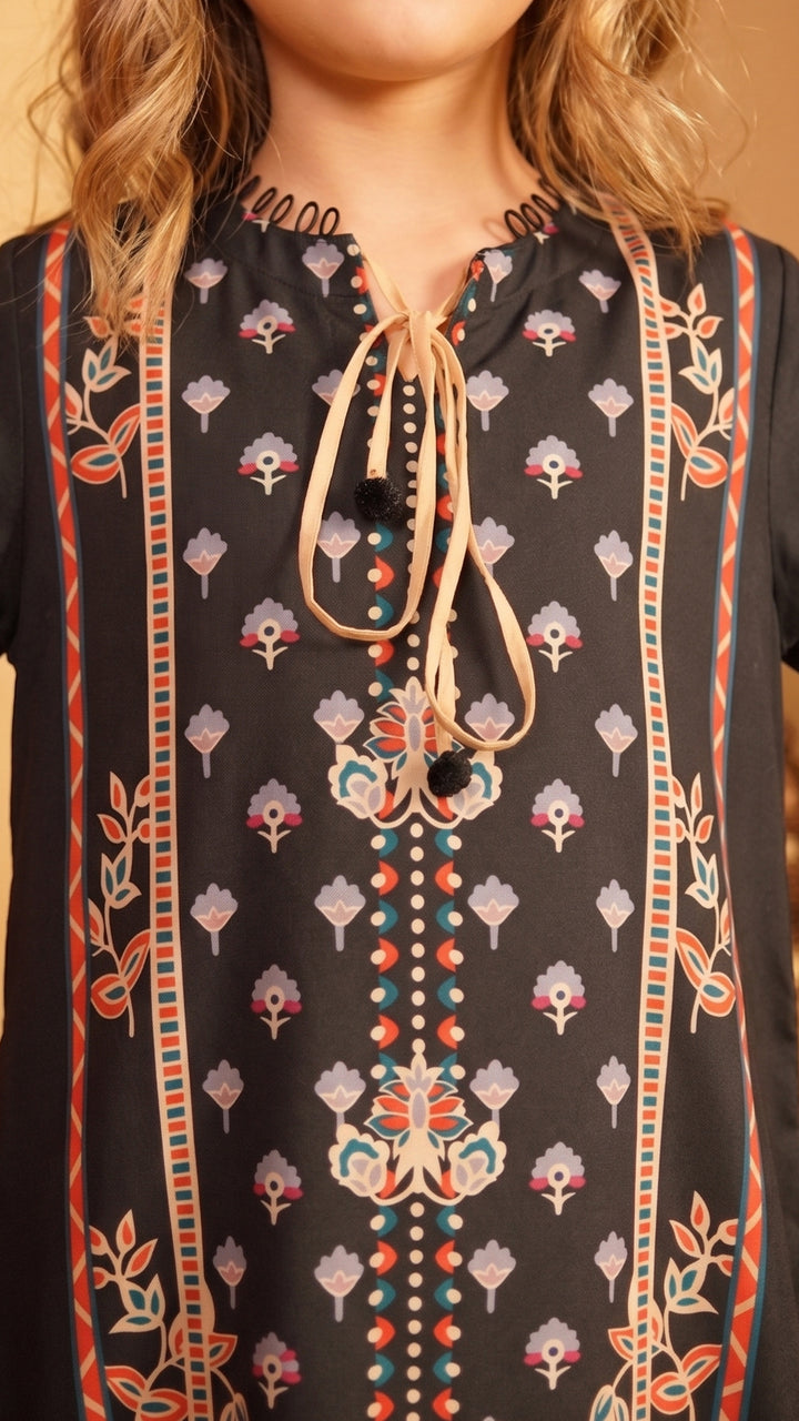 Onyx Ornament Kids Kaftan Dress