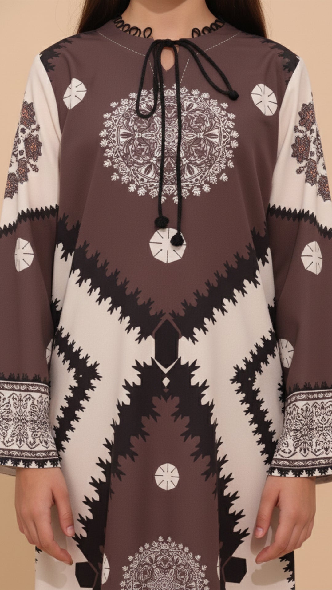 Layali Mocha Kids Kaftan Dress