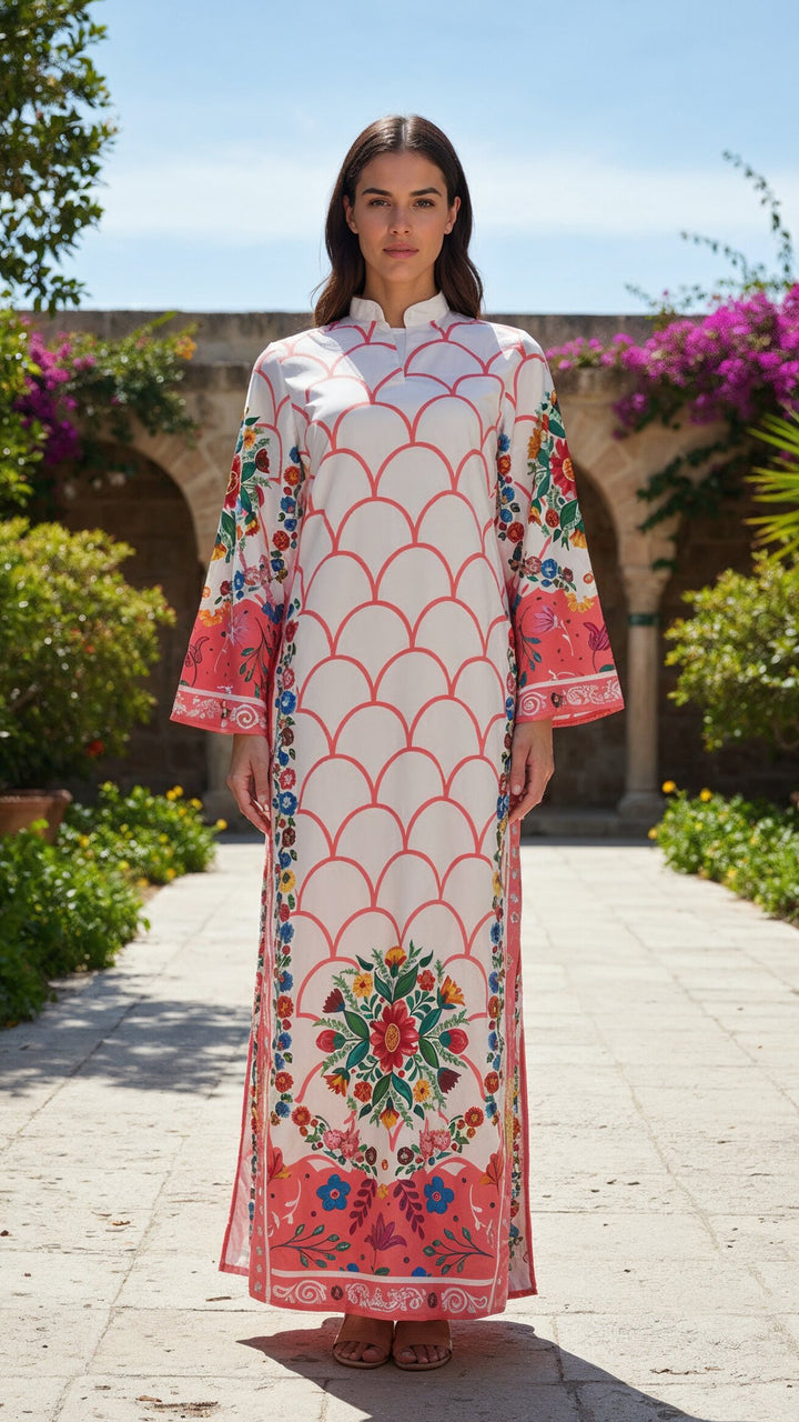 Vibrant Roselle Kaftan Dress