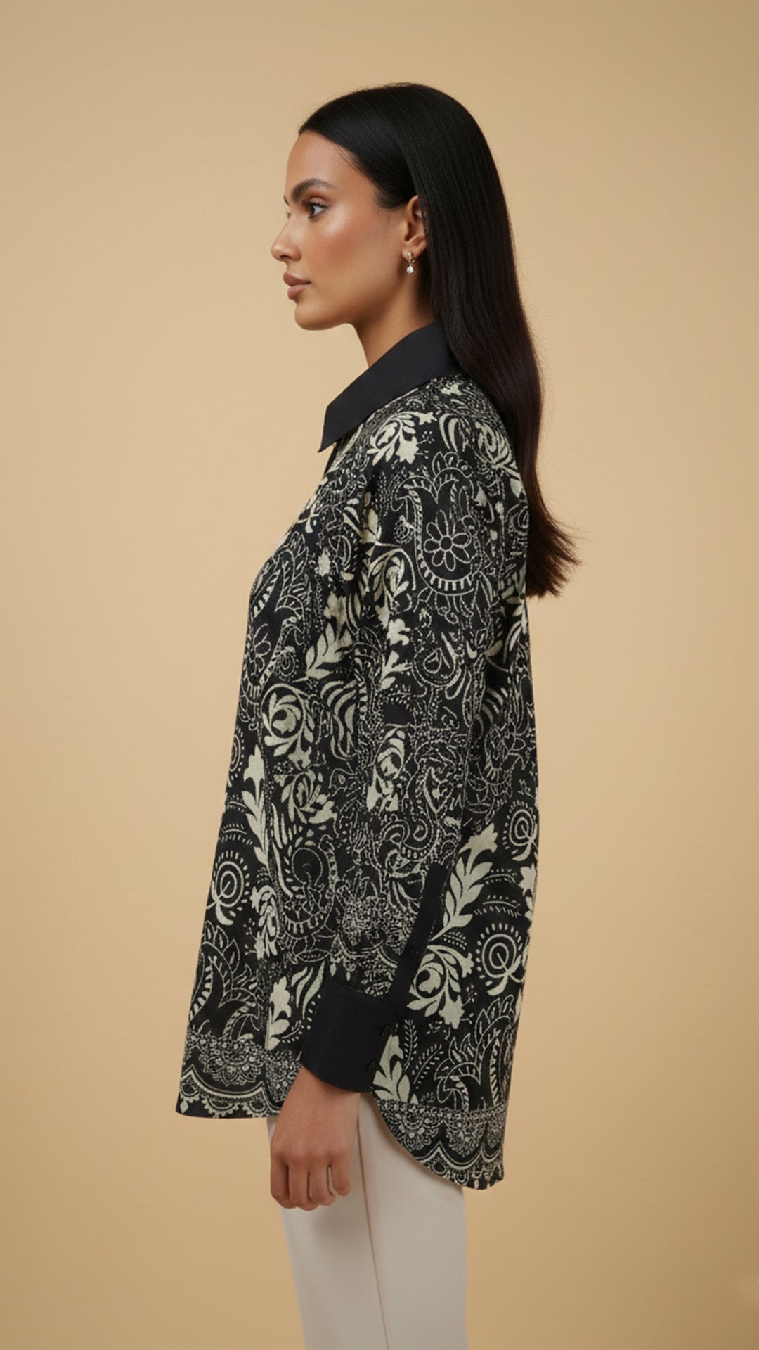 قميص نوار فلور بأزرار أمامية