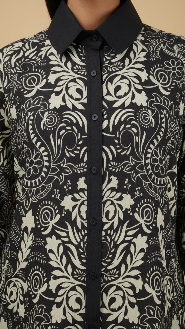 قميص نوار فلور بأزرار أمامية