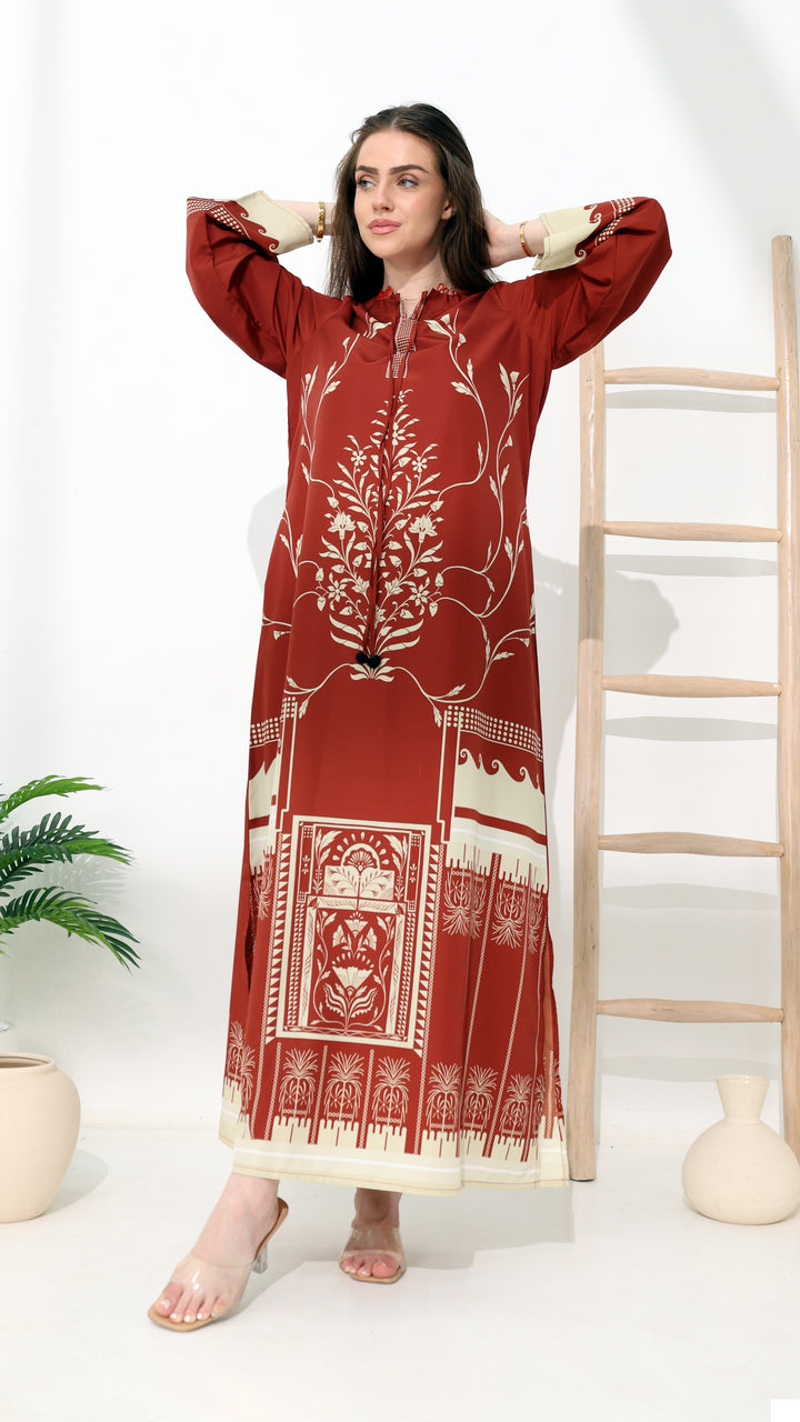 Mirelda Crimson Kaftan Dress