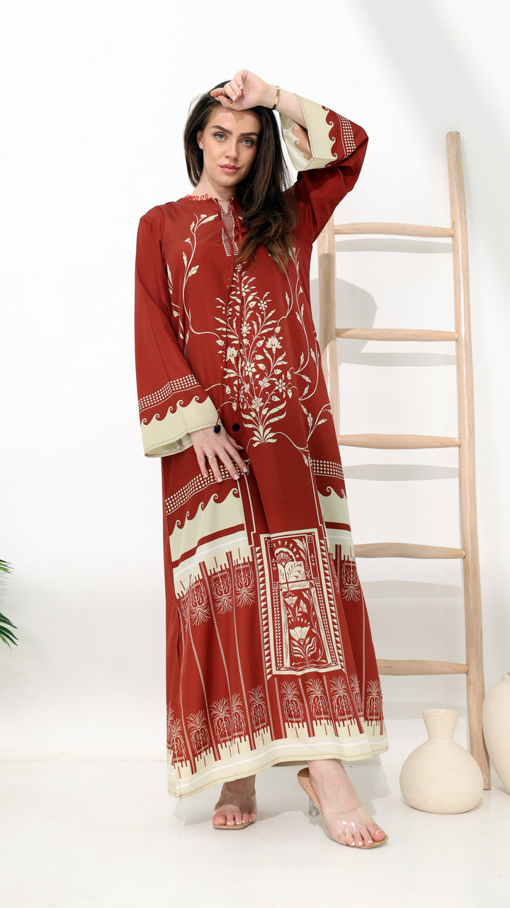 Mirelda Crimson Kaftan Dress