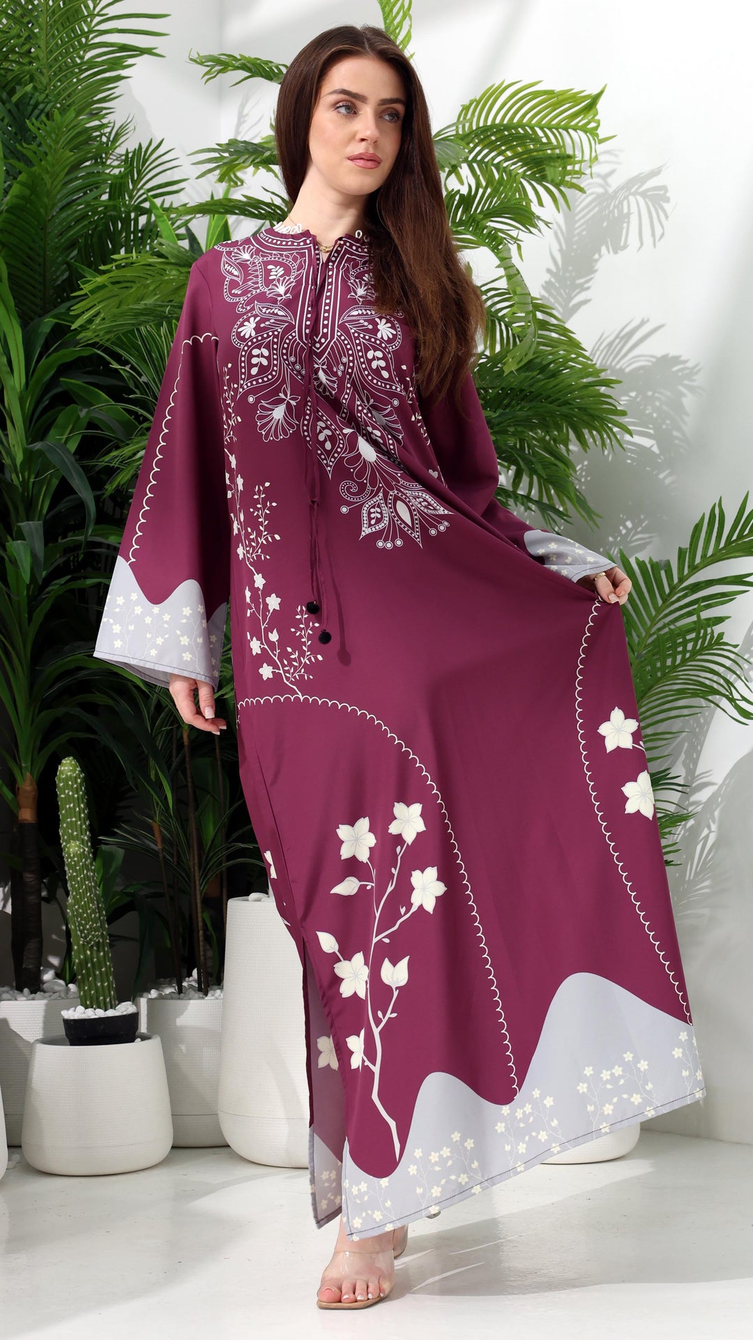Orienra Claret Kaftan Dress
