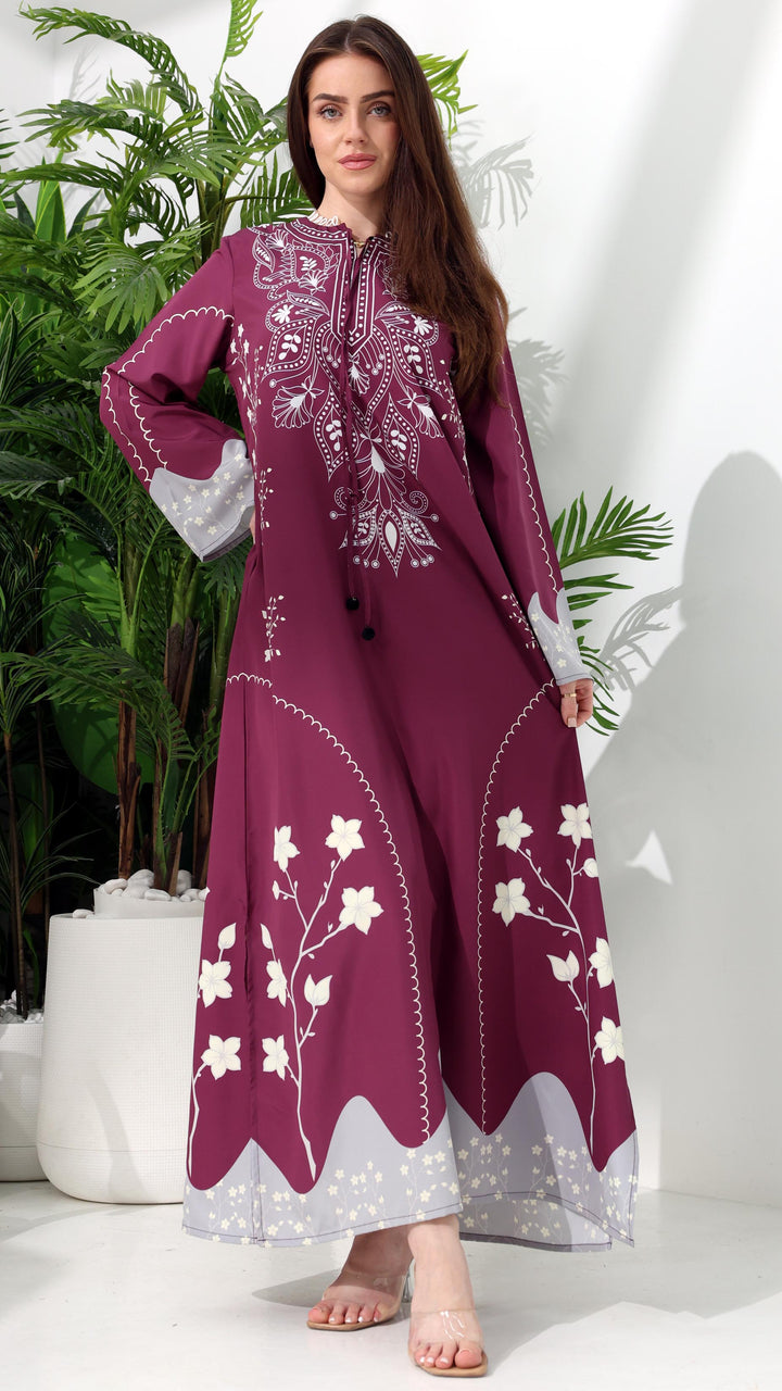 Orienra Claret Kaftan Dress