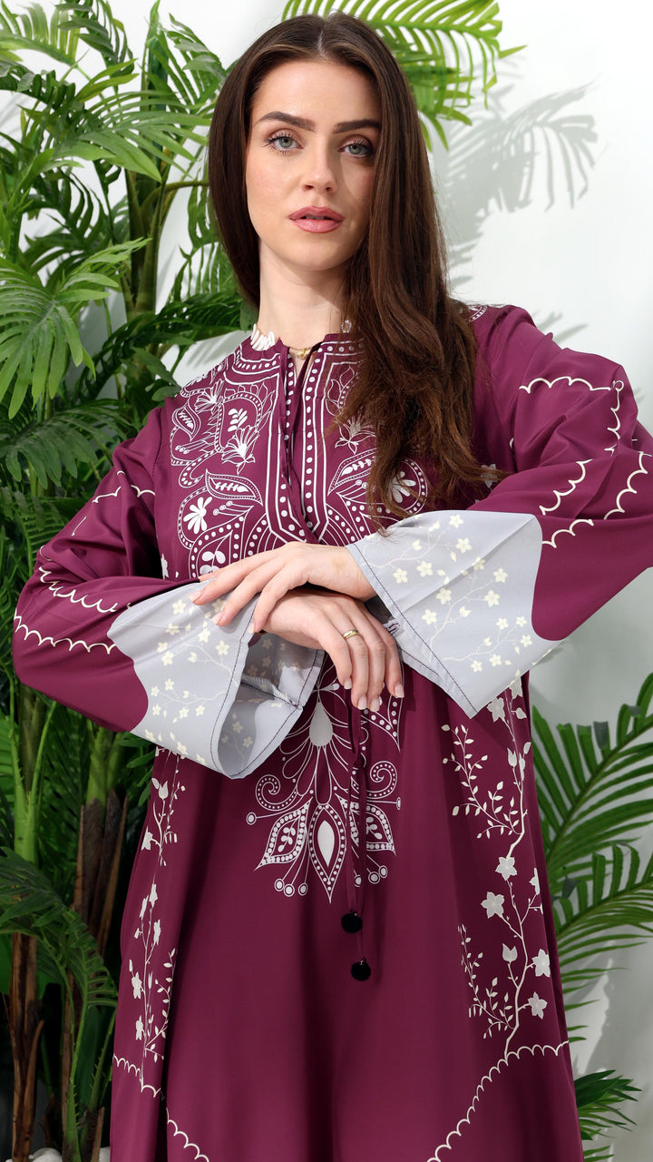 Orienra Claret Kaftan Dress