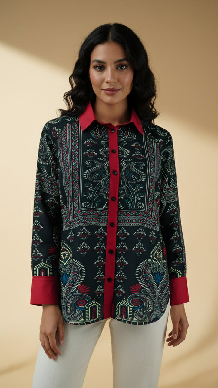 قميص نوارفين بأزرار أمامية