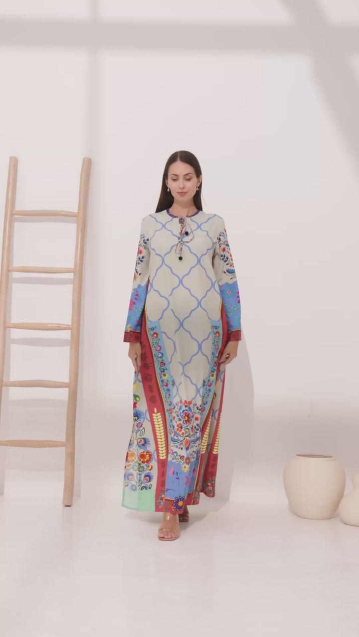 Vibrant Oasis Kaftan Dress