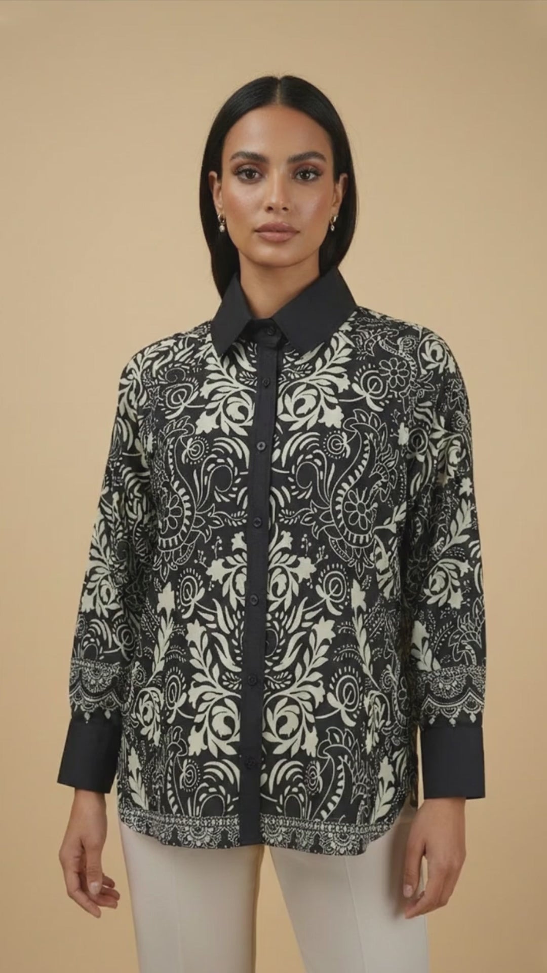 قميص نوار فلور بأزرار أمامية