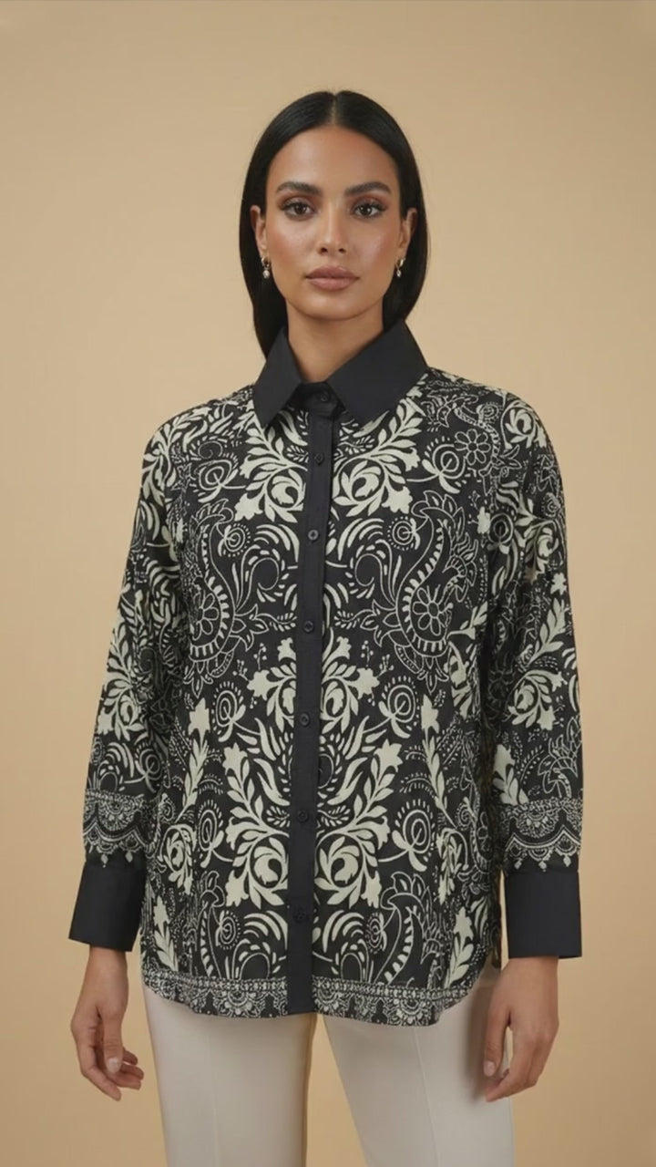 قميص نوار فلور بأزرار أمامية