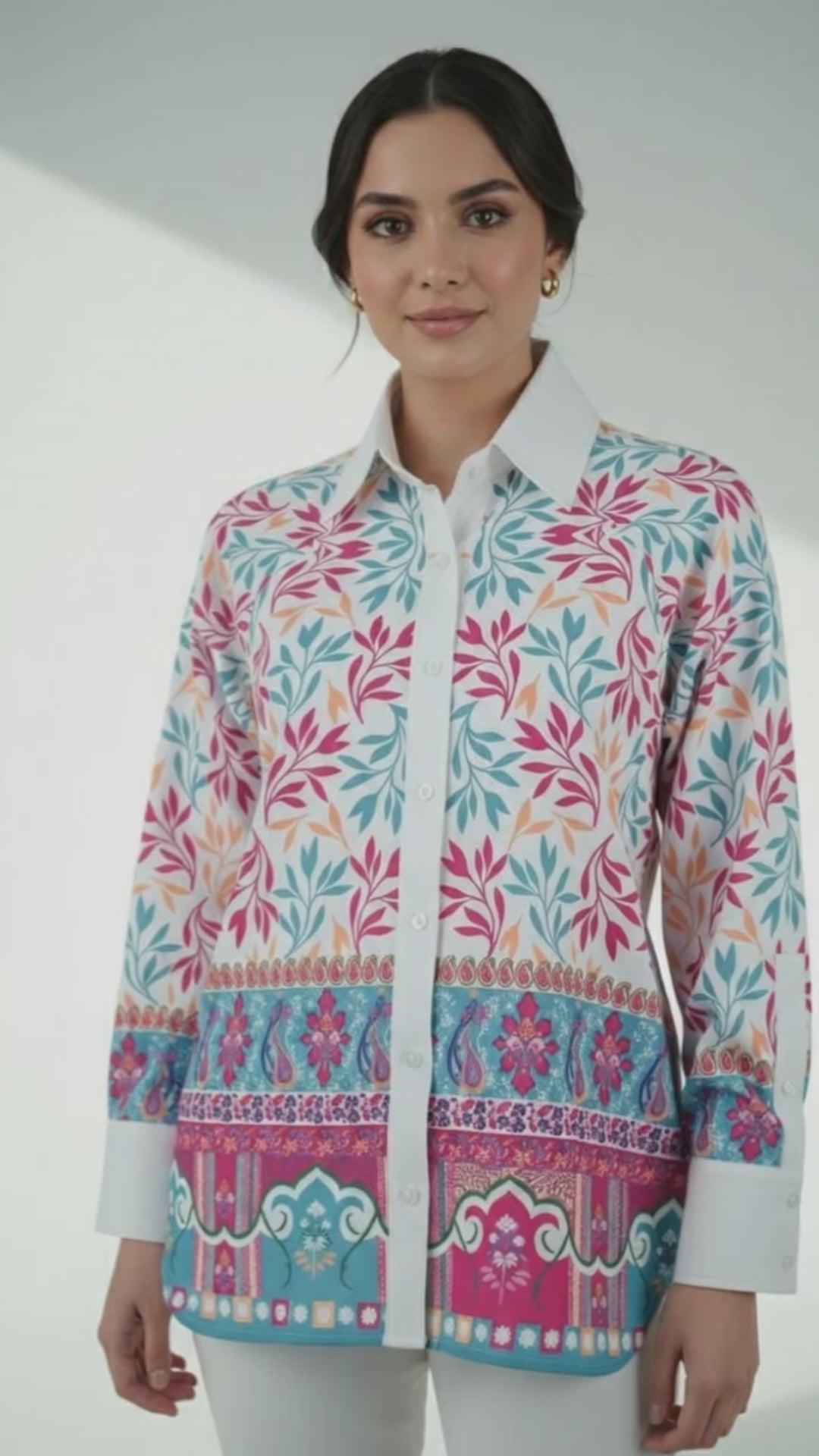 قميص روزاليك بأزرار أمامية